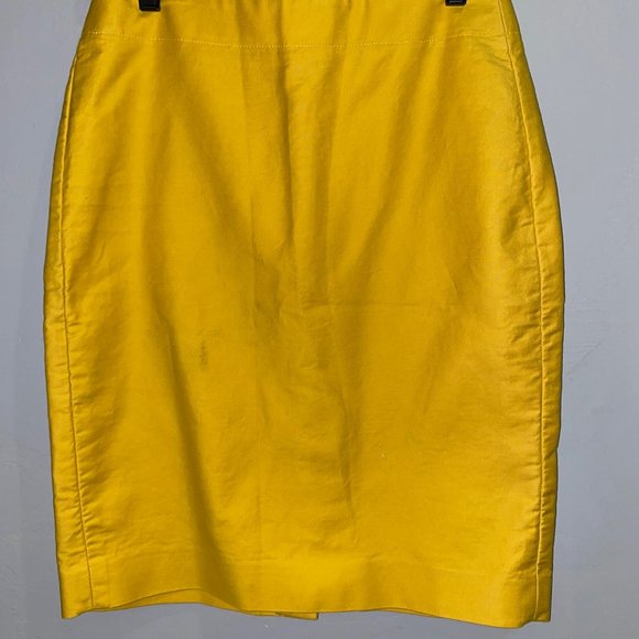 Jupe Crayon Vintage GINIRI T.42 - Jaune Citron - Polyester - Fermeture éclair - Fente - Occasion Très Bon état